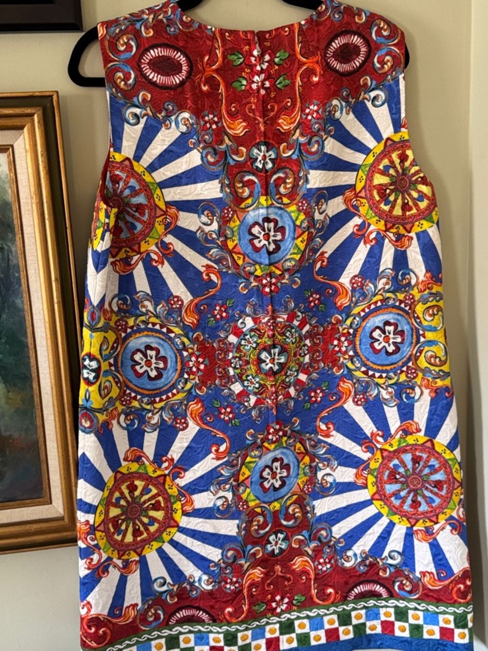 Dolce & Gabbana Carretto Sicily Printed Mini Floral Dress Blue Red  46 M L - Picture 6 of 6